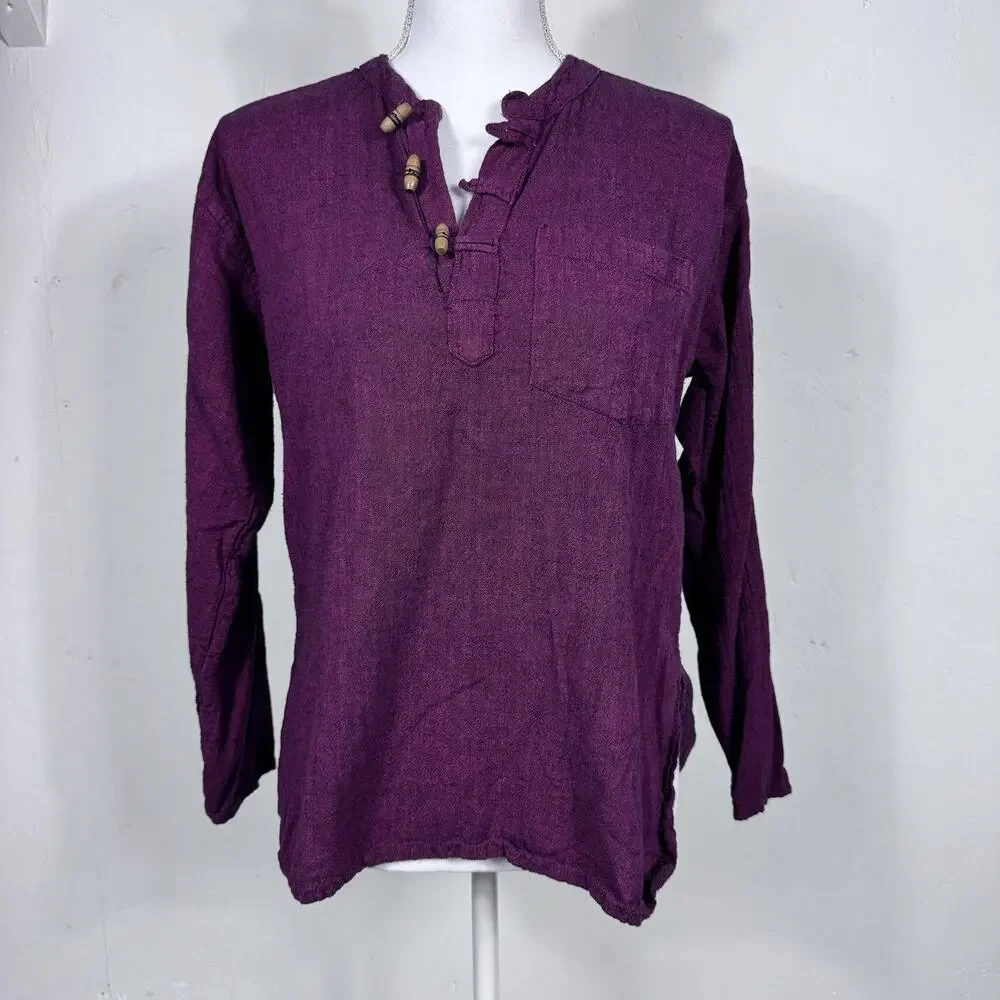 Women’s Blouse Made In Nepal Travel Adventure Outdoors Purple Medium Gorpcore